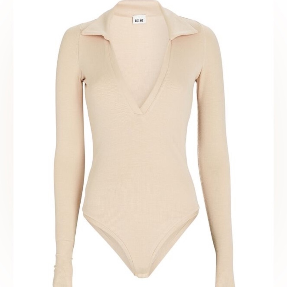 ✨ New Alix Monterey Polo Rib Knit Bodysuit in Beige ✨